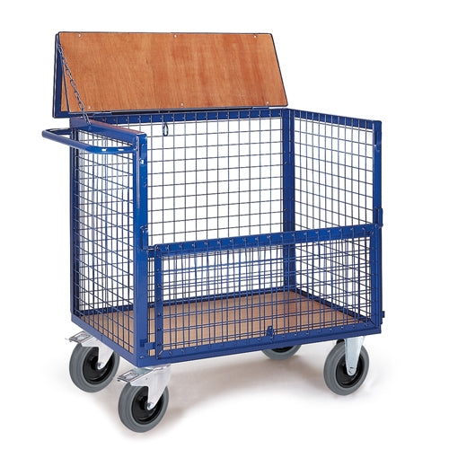 ROLLCART Drahtkastenwagen mit Deckel, 600 kg Tragkraft