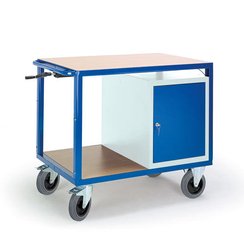 ROLLCART 07-4306/H Höhenverstellbarer Tischwagen mit Schrank