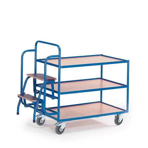 ROLLCART 08-7272 Tischwagen mit drei Ladeflächen und zwei Trittstufen