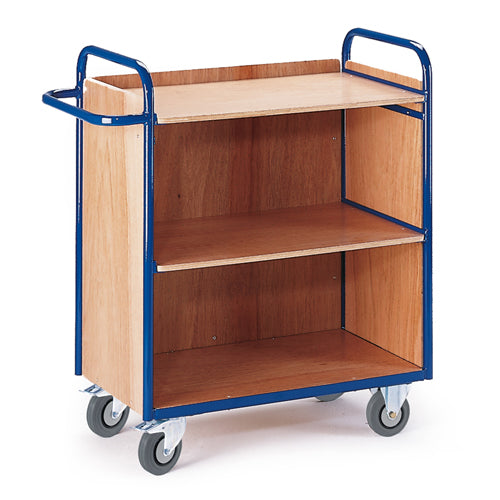 ROLLCART Etagenwagen drei Böden, drei Wände, 150 kg Tragkraft