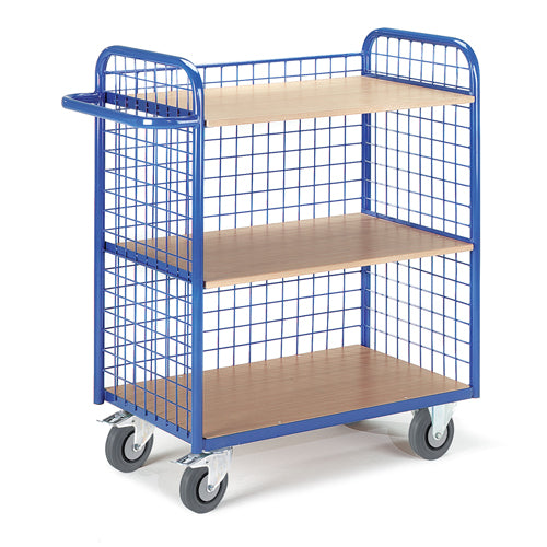 ROLLCART Etagenwagen drei Gitterwände, drei Böden