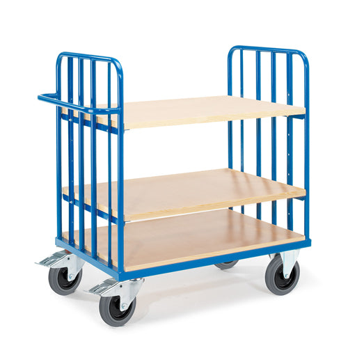 ROLLCART Etagenwagen drei Böden, zwei Gitterwände