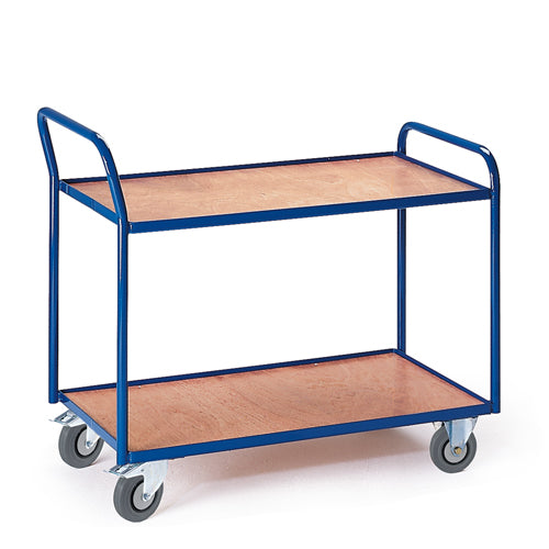 ROLLCART Tischwagen mit zwei Etagen, 300 kg Tragkraft, hoher Schiebegriff,