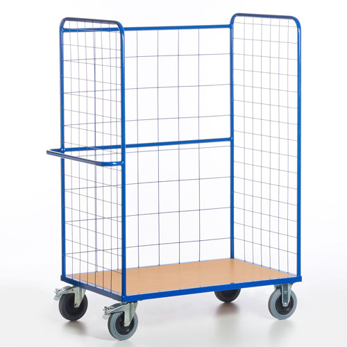 ROLLCART Hoher Etagenwagen mit drei Gitterwänden