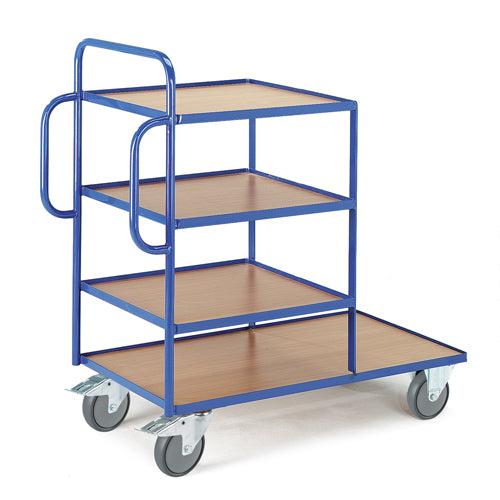 ROLLCART 08-7730 Breiter Kommissionierwagen mit Holzladeflächen
