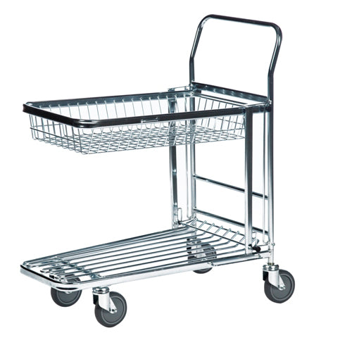 ROLLCART 13-1660 C&C Wagen mit zwei Ladeflächen mit Drahtkorb
