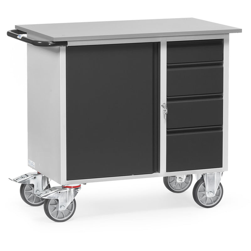 Fetra 2452/7016 Stahlblech-Werkstattwagen "GREY EDITION" 400 kg, mit Schrank und vier Schubladen