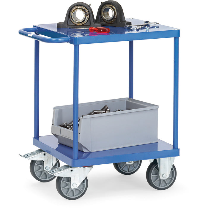 Fetra 2496B Schwerer Tischwagen, zwei quadratische Stahlblech-Plattformen, 500 kg