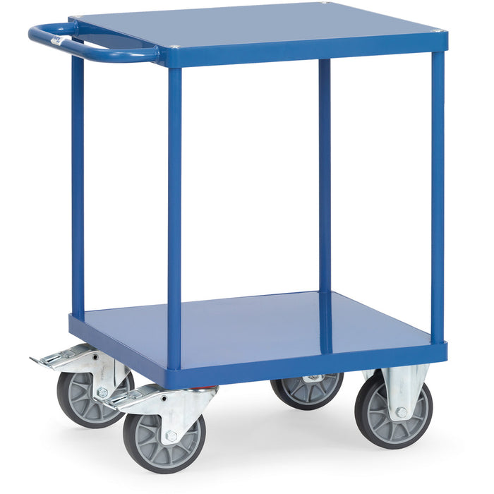 Fetra 2496B Schwerer Tischwagen, zwei quadratische Stahlblech-Plattformen, 500 kg