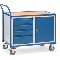 Fetra 2635 leichter Werkstattwagen mit Stahlschrank und Schubladen, 300 kg