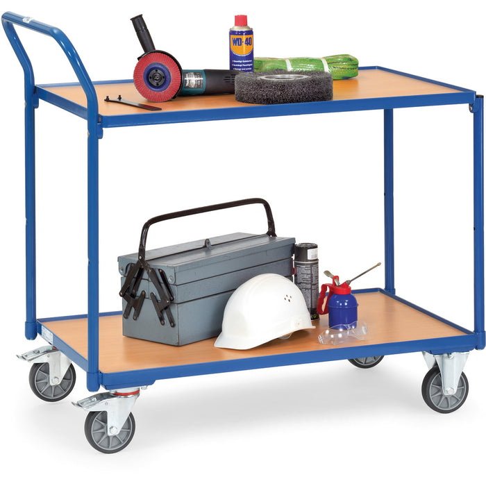 Fetra Leichter Tischwagen mit zwei Holz-Plattformen, 300 kg