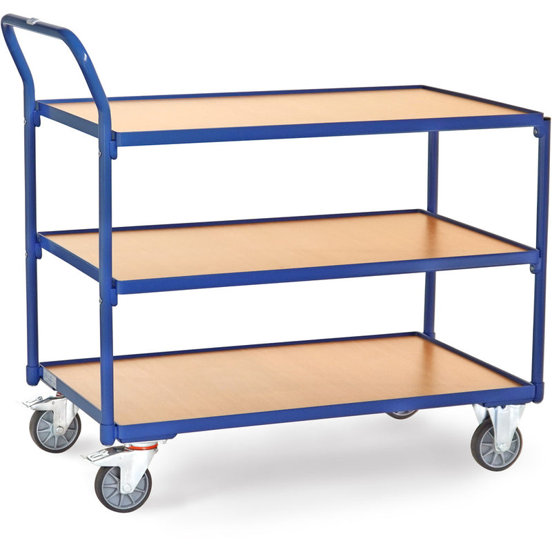 Fetra Leichter Tischwagen mit drei Holz-Plattformen, 300 kg