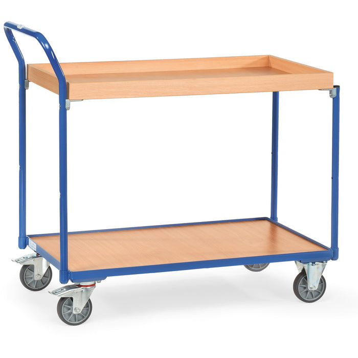 Fetra Leichter Tischwagen mit Holz-Plattform und Holzkasten, 300 kg