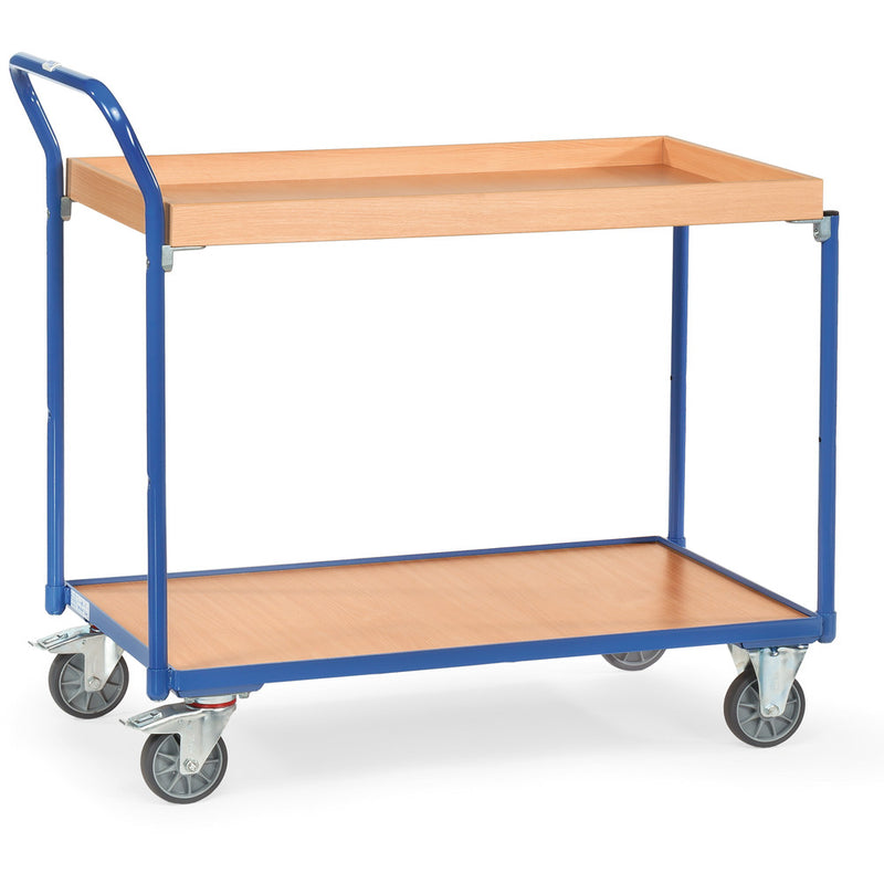 Fetra Leichter Tischwagen mit Holz-Plattform und Holzkasten, 300 kg