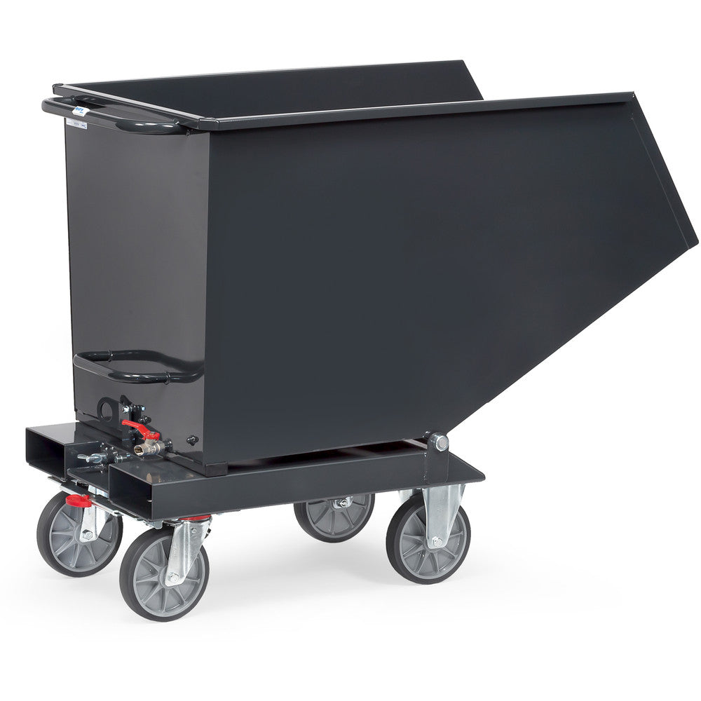Fetra Muldenkipper, 750 kg, 450 Liter, TOTALSTOP anthrazit, mit Ablasshahn