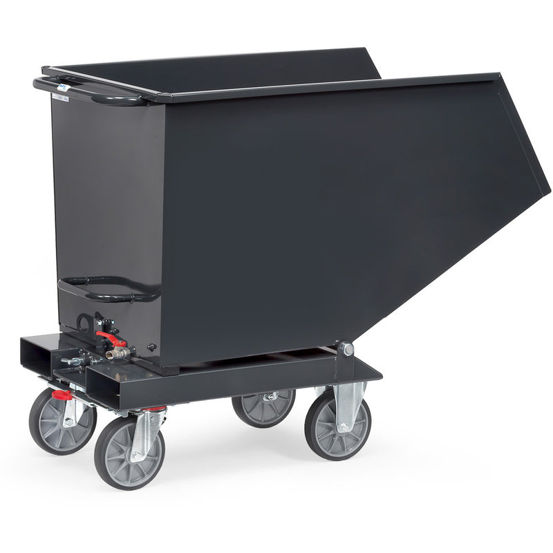 Fetra Muldenkipper, 750 kg, 450 Liter, TOTALSTOP anthrazit, mit Ablasshahn