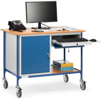 Fetra 5866 Rolltisch mit einem Stahlschrank und ausziehbarer Schublade, 150 kg