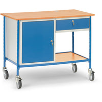 Fetra 5866 Rolltisch mit einem Stahlschrank und ausziehbarer Schublade, 150 kg