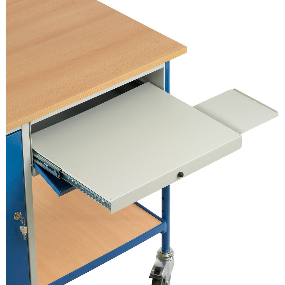 rolltisch mit aufbewahrung Fetra 5866 Rolltisch mit einem Stahlschrank und ausziehbarer Schublade – transportwagen.de