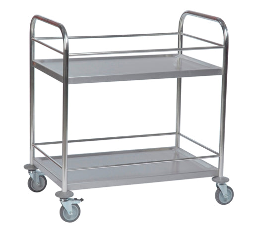 ROLLCART  62-3220 Edelstahl-Tischwagen zwei Etagen, Geländer