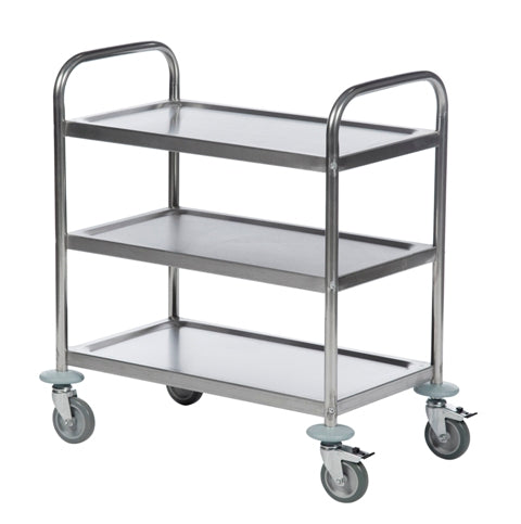 ROLLCART Edelstahl-Tischwagen drei Etagen, 100 kg Tragkraft