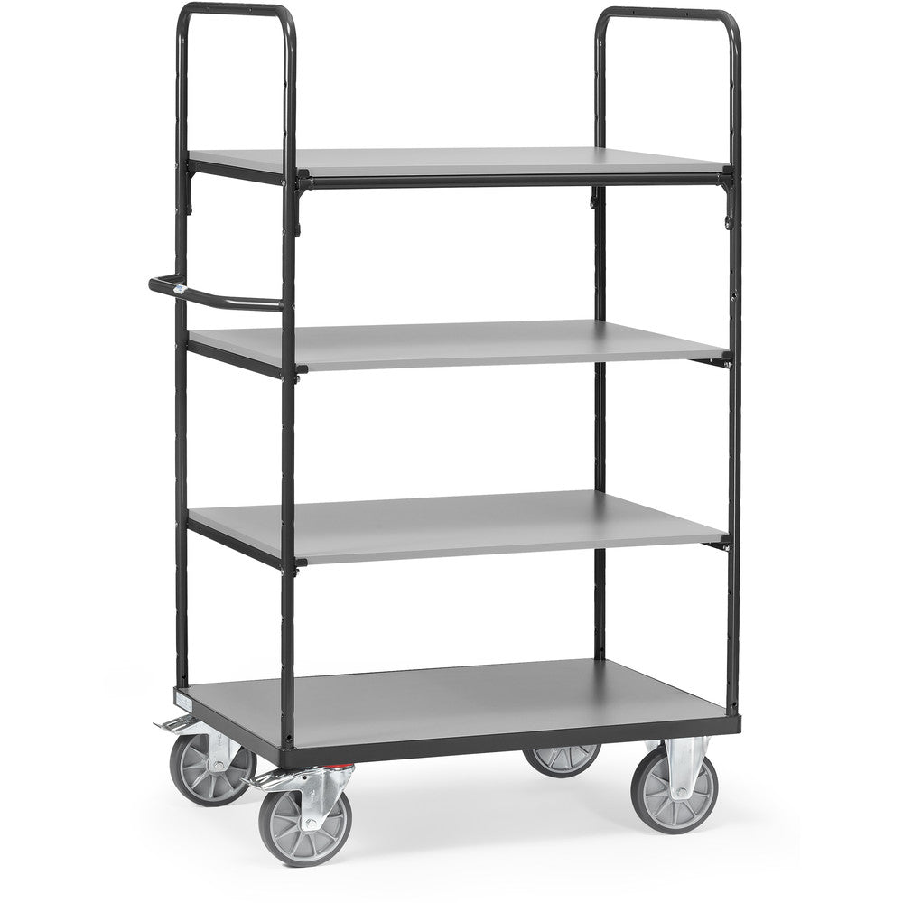 Fetra Etagenwagen mit Böden "GREY EDITION" 600 kg, mit vier Böden aus Holz, Höhe 1800 mm