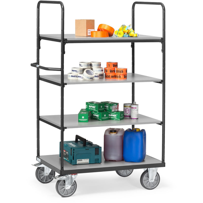 Fetra Etagenwagen mit Böden "GREY EDITION" 600 kg, mit vier Böden aus Holz, Höhe 1800 mm