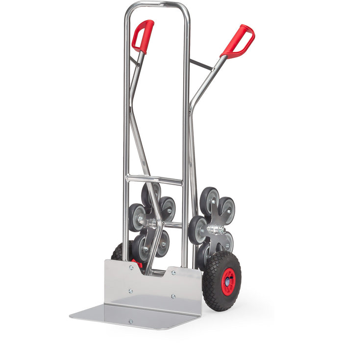 Fetra AK1328 Treppenkarren Alu 200 kg, fünfarmige Rad-Sterne, Luft,breite Schaufel