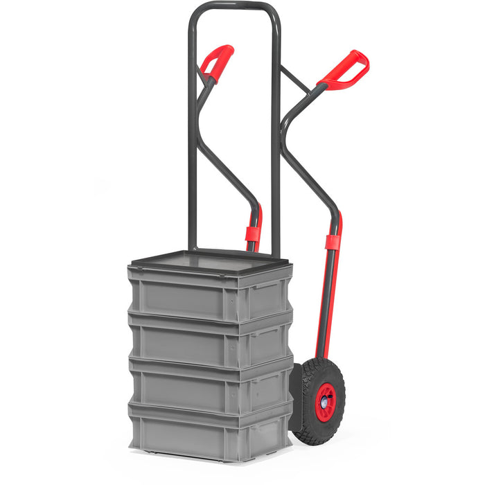 Fetra B1330L/7016 Sackkarre "GREY EDITION" 300 kg, Kunststoff-Gleitkufen, Luftbereifung