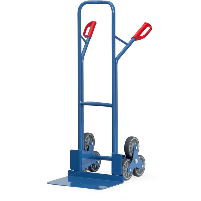 Fetra TK1326 Treppenkarren Stahl 200 kg, mit zwei dreiarmigen Rad-Sternen TPE, breite Schaufel