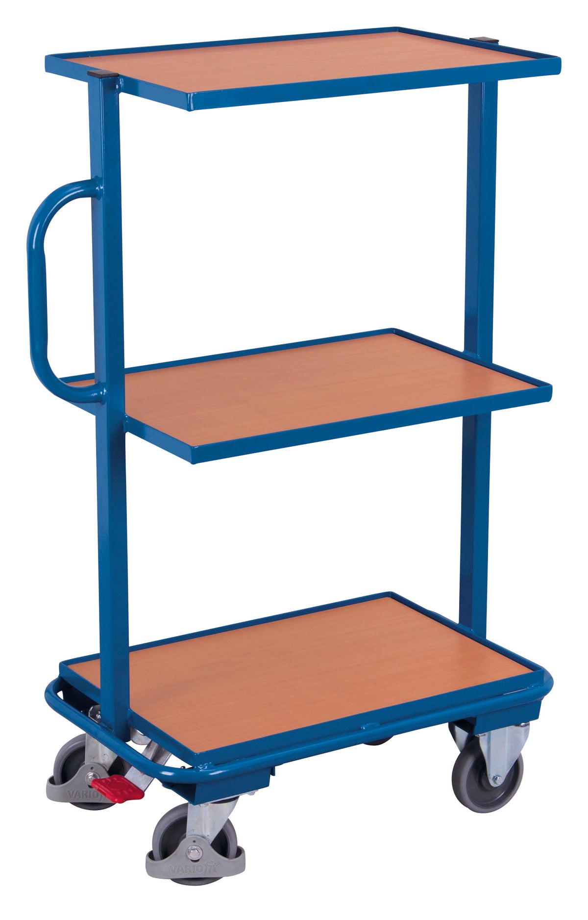 VARIOfit sw-400.801 Beistellwagen mit drei Holzböden, EasySTOP –