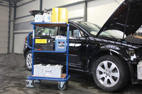 VARIOfit sw-400.801 Beistellwagen mit drei Holzböden, EasySTOP