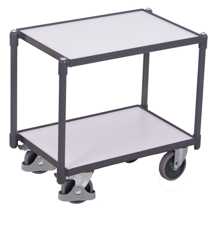 VARIOfit sw-410.516 ESD Euro-System-Roller mit zwei Ladeflächen mit Rand, Baukasten-System