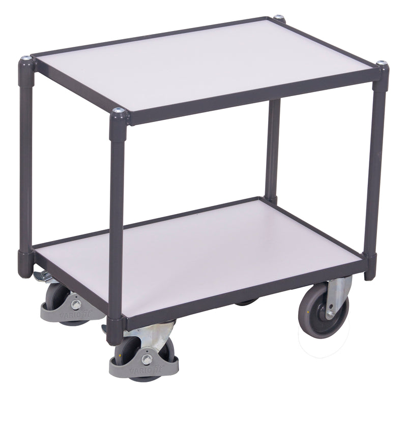 VARIOfit sw-410.516 ESD Euro-System-Roller mit zwei Ladeflächen mit Rand, Baukasten-System