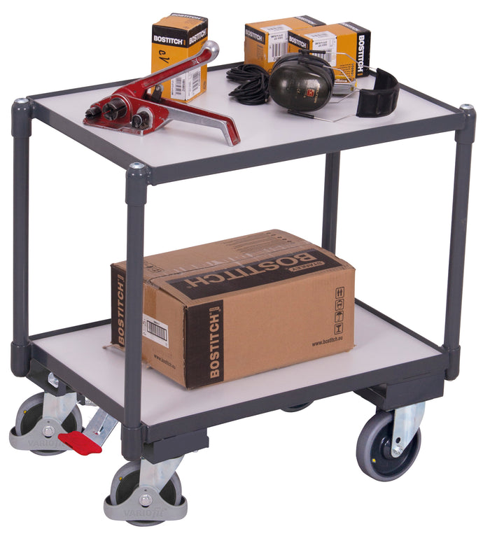 VARIOfit sw-410.556 ESD Euro-System-Roller mit zwei Ladeflächen, Baukasten-System, EasySTOP