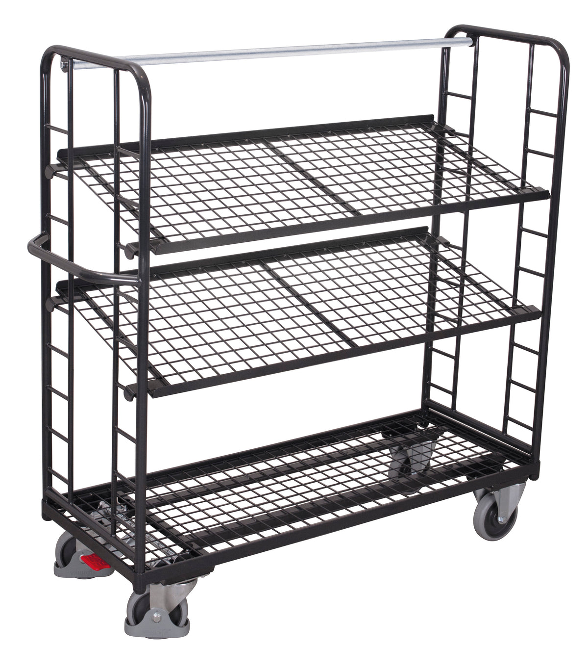 VARIOfit Etagenwagen mit drei Drahtgitterböden, Baukasten-System, EasySTOP