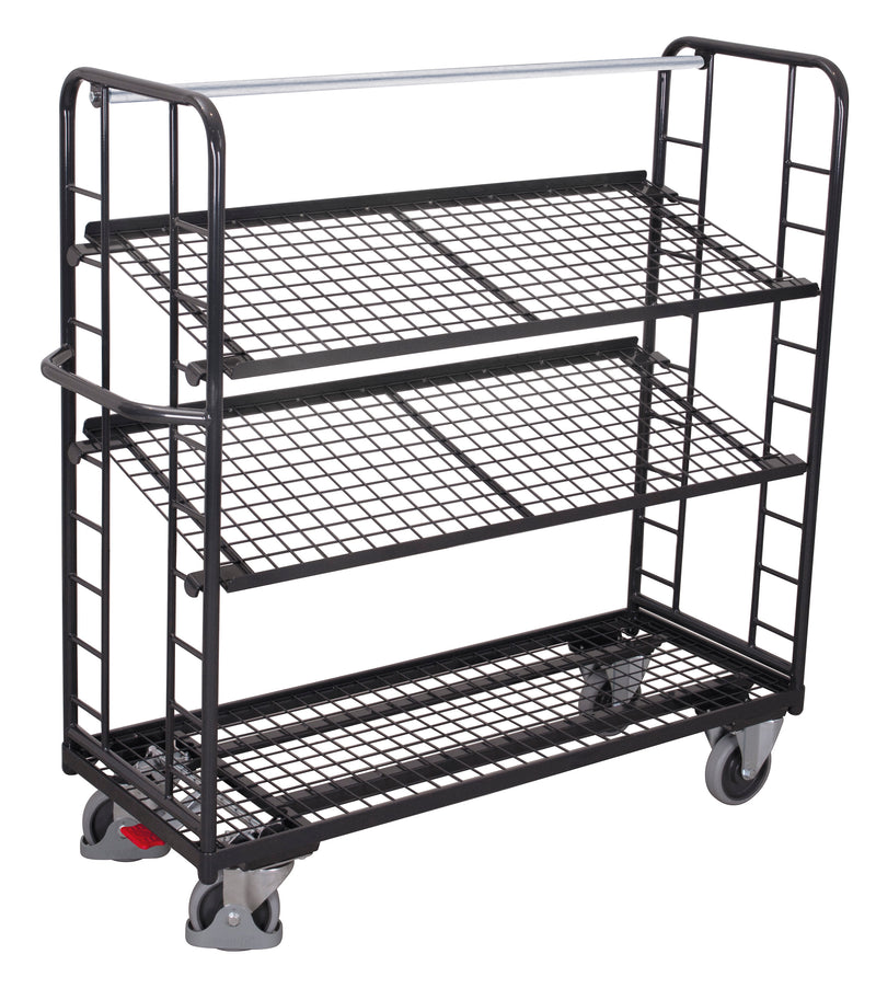 VARIOfit Etagenwagen mit drei Drahtgitterböden, Baukasten-System, EasySTOP