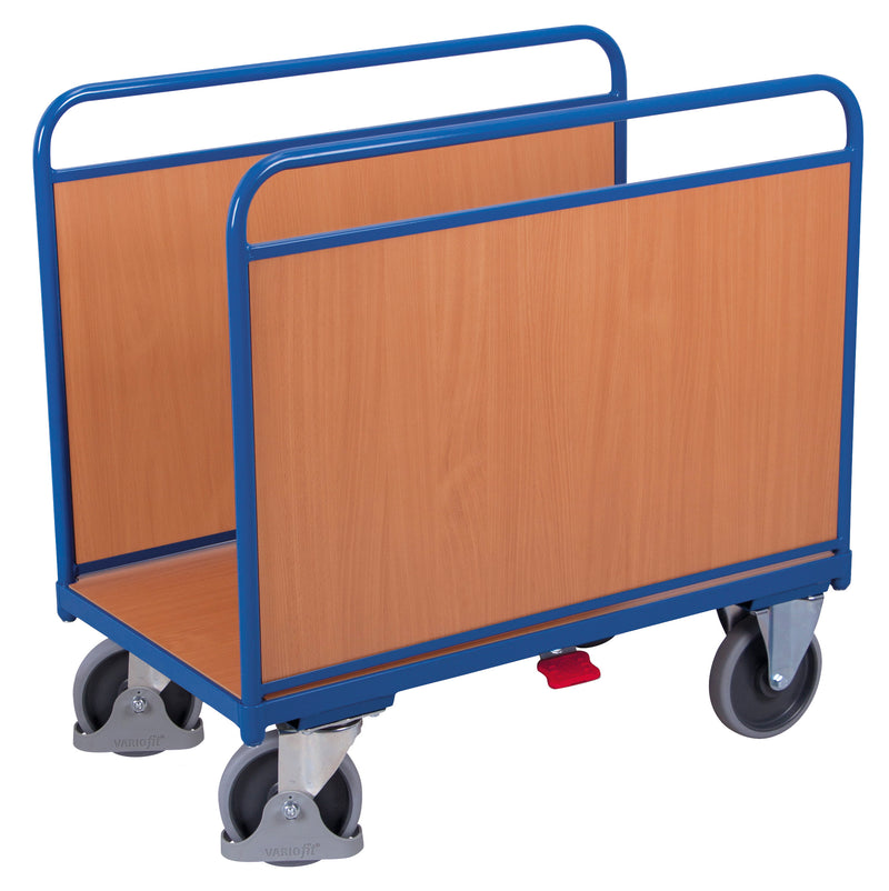 VARIOfit Seitenbügelwagen mit Holzwänden, Baukasten-System, EasySTOP