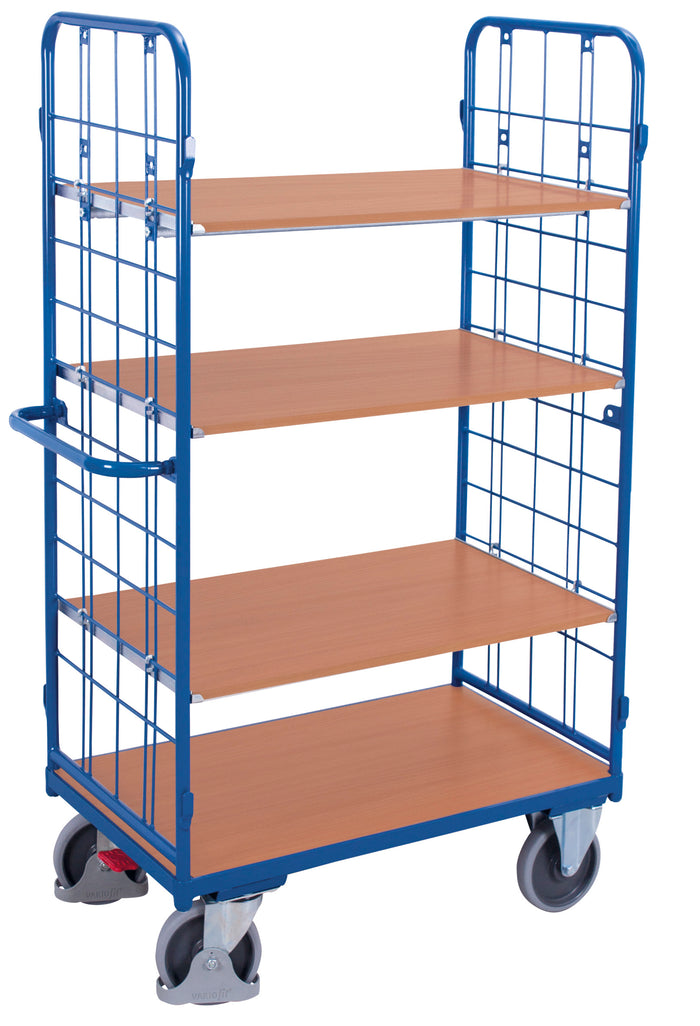 VARIOfit Hoher Etagenwagen mit vier Etagen, Baukasten-System, EasySTOP