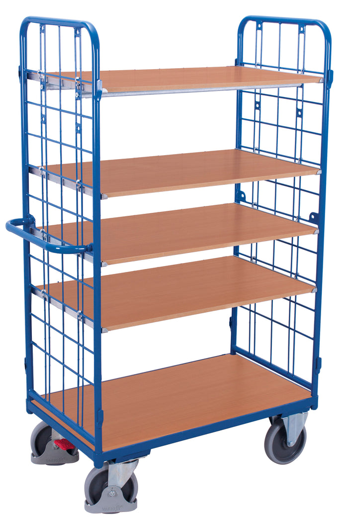 VARIOfit Hoher Etagenwagen mit fünf Etagen, Baukasten-System, EasySTOP