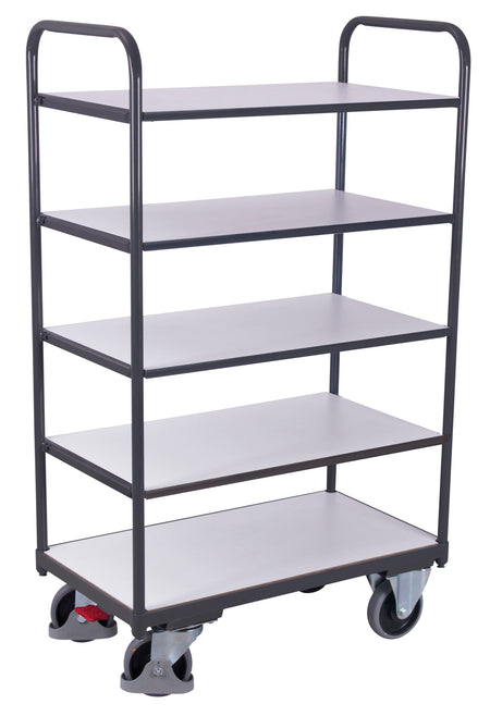 VARIOfit Hoher ESD Etagenwagen mit fünf Böden, Baukasten-System, EasySTOP