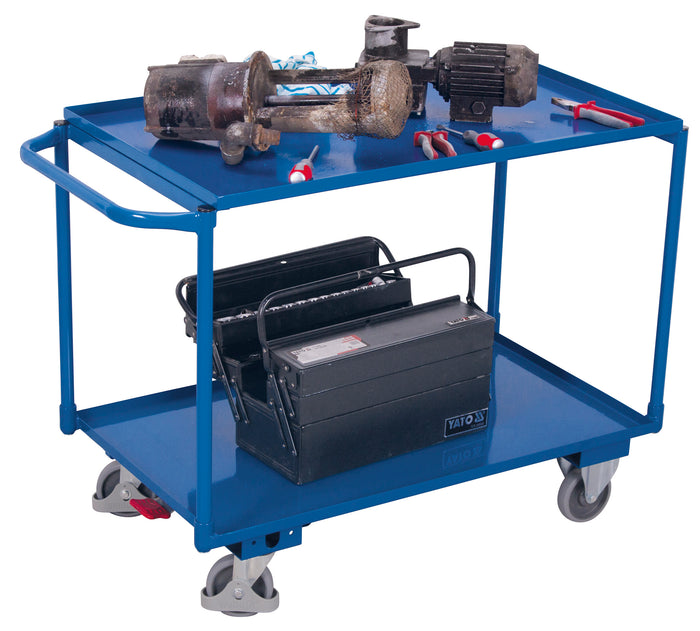 VARIOfit sw-600.506 Tischwagen mit zwei öldichten Wannen, EasySTOP
