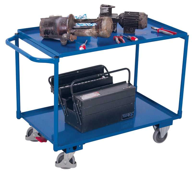 VARIOfit sw-600.506 Tischwagen mit zwei öldichten Wannen, EasySTOP