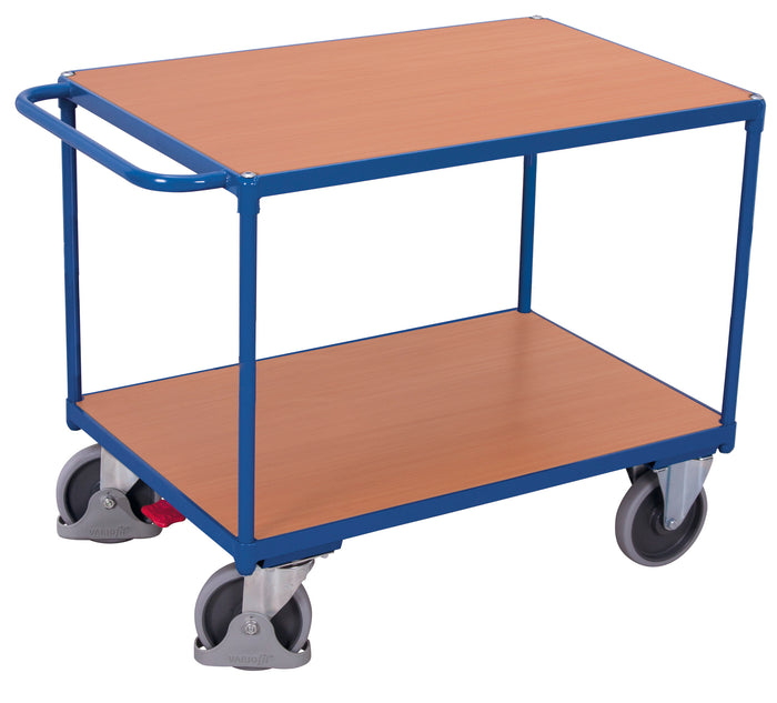 VARIOfit Schwerer Tischwagen mit zwei Ladeflächen, Baukasten-System, EasySTOP