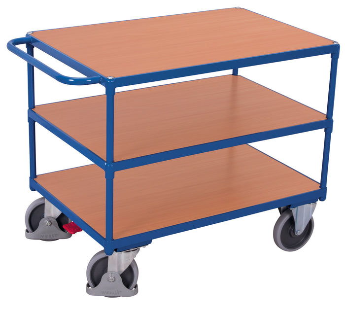 VARIOfit  Schwerer Tischwagen mit drei Ladeflächen, Baukasten-System, EasySTOP