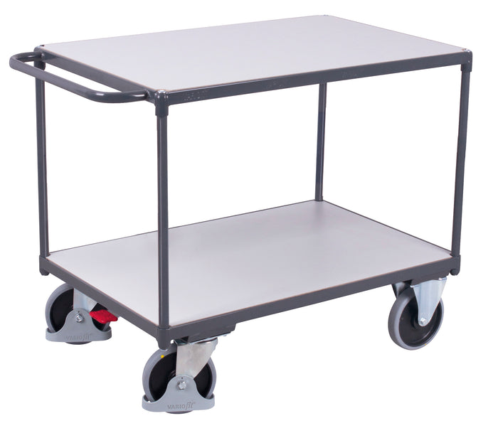 VARIOfit Schwerer ESD Tischwagen mit zwei Ladeflächen, Baukasten-System, EasySTOP