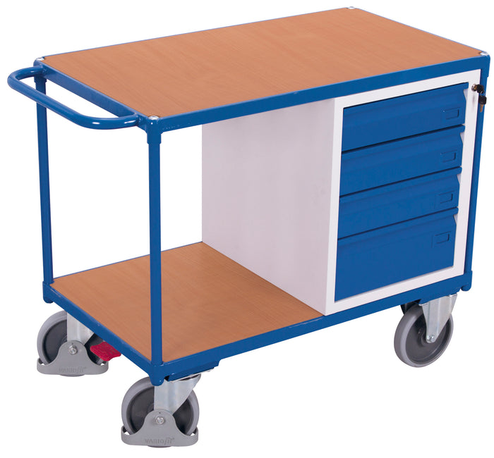 VARIOfit sw-600.602 Werkstattwagen mit zwei Ladeflächen, Schubladen, EasySTOP