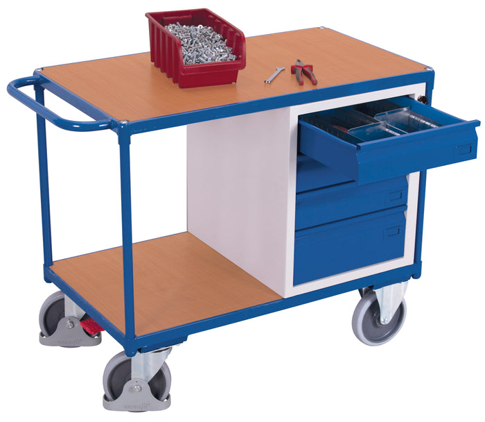 VARIOfit sw-600.602 Werkstattwagen mit zwei Ladeflächen, Schubladen, EasySTOP