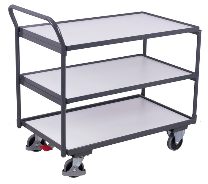 VARIOfit  ESD Tischwagen mit drei Ladeflächen, Baukasten-System, EasySTOP