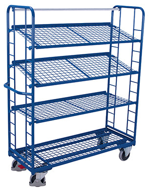 VARIOfit Etagenwagen mit vier Drahtgitterböden, Baukasten-System, EasySTOP